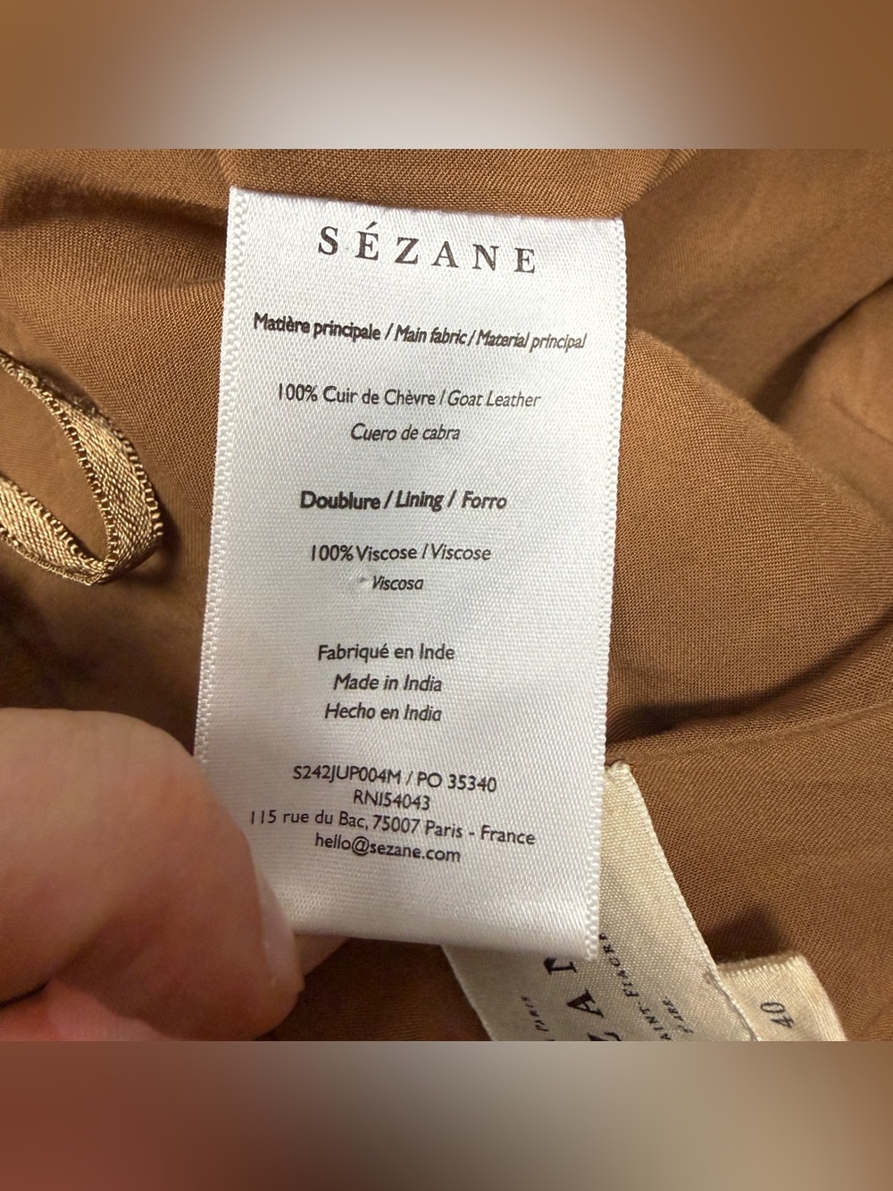 Sézane Meliora Suede Goat Leather Tan Long Fall Skirt - Picture 6 of 6
